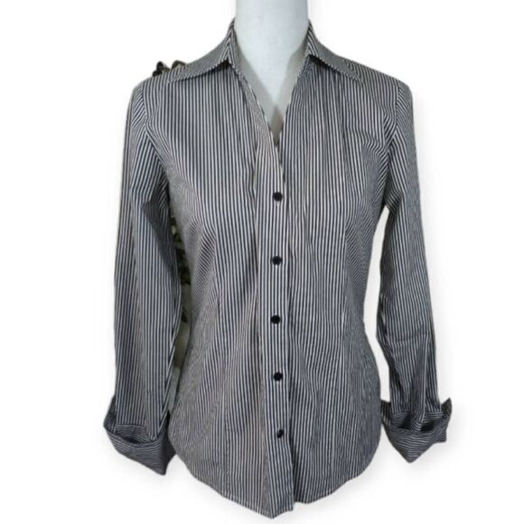WORTHINGTON GRAY & WHITE STRIPE SHIRT SZ.4 EUC. - Picture 1 of 5